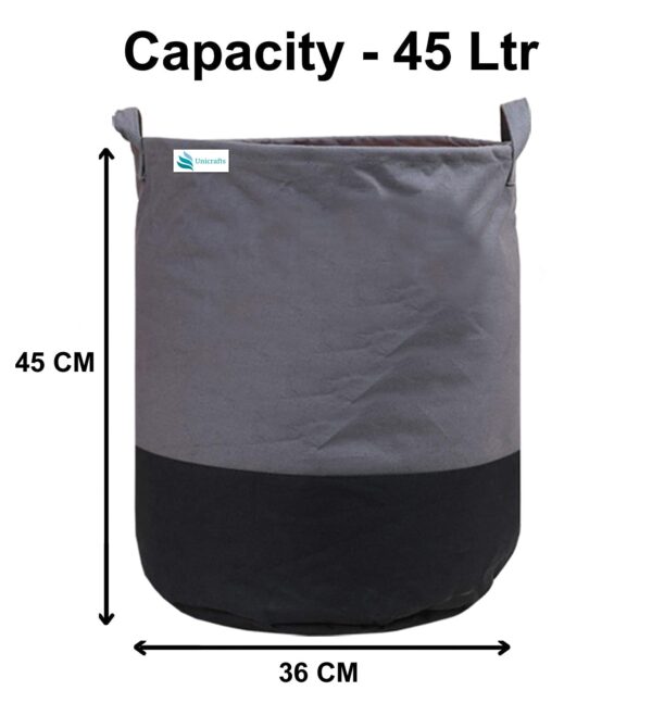 Unicrafts Laundry Bag 45 L Durable & Collapsible Laundry Non Woven storage Bag with Handles Clothes & Toys Storage Foldable Laundry Bag for Dirty Clothes Pack of 1 Pc Grey-Black, Non-Woven - Image 5