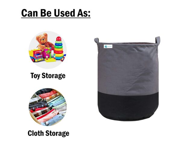 Unicrafts Laundry Bag 45 L Durable and Collapsible Laundry storage Bag with Handles Clothes & Toys Storage Foldable Laundry Bag for Dirty Clothes Combo Pack of 2 Pc Multicolor & Grey-Black (1-1) - Image 8