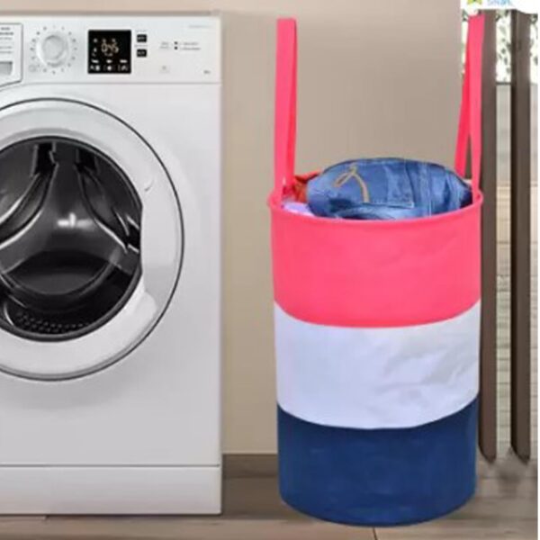 Unicrafts Durable and Collapsible Non Woven Laundry Storage Bag with Handles Clothes & Toys Storage Foldable Laundry Bag Combo Pack of 2 Pieces (Pink, 45 L) (Pink) - Image 2