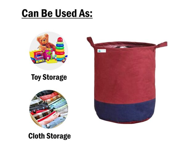 Unicrafts Laundry Bag 45 L Durable and Collapsible Laundry storage Bag with Handles Clothes & Toys Storage Foldable Laundry Bag for Dirty Clothes Combo Pack of 2 Pc (1 Maroon & 1 Leaf Design Blue) - Image 2