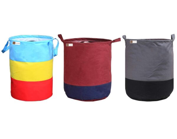 UNICRAFTS Non Woven Laundry Bag 45 L Durable And Collapsible Laundry Storage Bag With Handles Clothes&Toys Storage Foldable Laundry Bag For Dirty Clothes Combo Pack Of 3 Pc (Multicolor, Maroon&Grey)