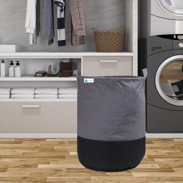 Unicrafts Laundry Bag 45 L Durable & Collapsible Laundry Non Woven storage Bag with Handles Clothes & Toys Storage Foldable Laundry Bag for Dirty Clothes Pack of 1 Pc Grey-Black, Non-Woven - Image 6