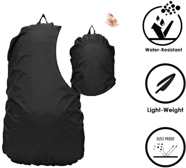 Unicrafts Nylon Bag Cover for School & Luggage Bags Waterproof with Pouch for Laptop Bag Waterproof, Dust Proof Laptop Bag Cover, Luggage Bag Cover, School Bag Cover, Trekking Bag Cover Black - Image 2