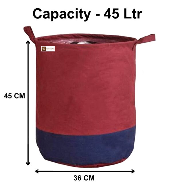 Unicrafts Laundry Bag 45 L Durable and Collapsible Laundry storage Bag with Handles Clothes & Toys Storage Foldable Laundry Bag for Dirty Clothes Combo Pack of 2 Pc Maroon-Blue - Image 2