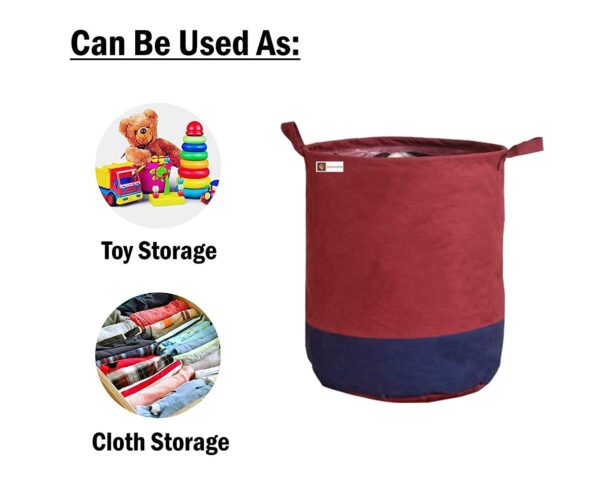 Unicrafts Laundry Bag 45 L Durable and Collapsible Laundry storage Bag with Handles Clothes & Toys Storage Foldable Laundry Bag for Dirty Clothes Combo Pack of 2 Pc Maroon-Blue - Image 3