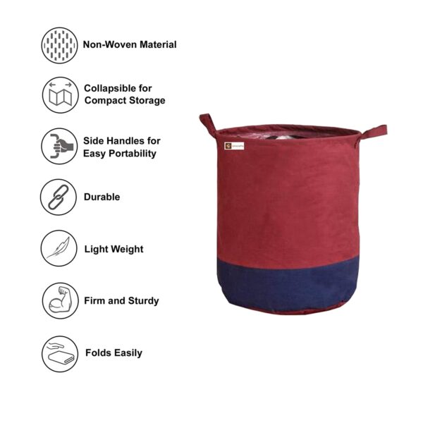 Unicrafts Laundry Bag 45 L Durable and Collapsible Laundry storage Bag with Handles Clothes & Toys Storage Foldable Laundry Bag for Dirty Clothes Combo Pack of 2 Pc Maroon-Blue - Image 4